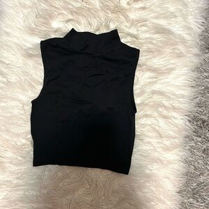 Black Sleeveless Mock Neck Crop Top
